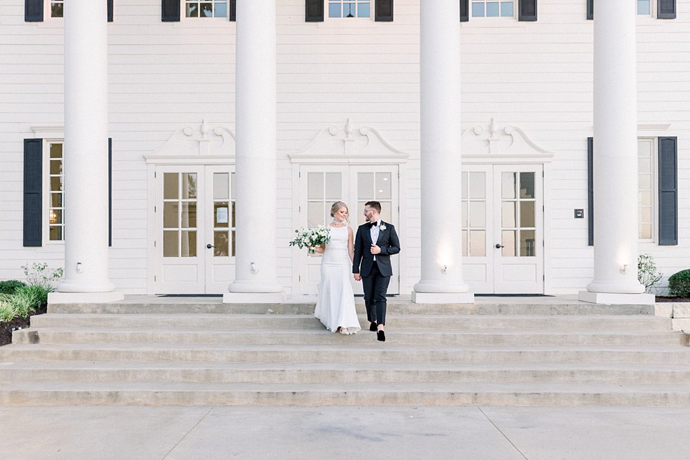 Bride and groom at The Milestone Mansion Aubrey